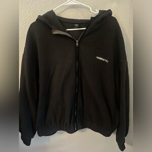 Dark grey fuzzy zipup